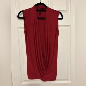 BCBGMaxAzria Red Sleeveless Drape Blouse